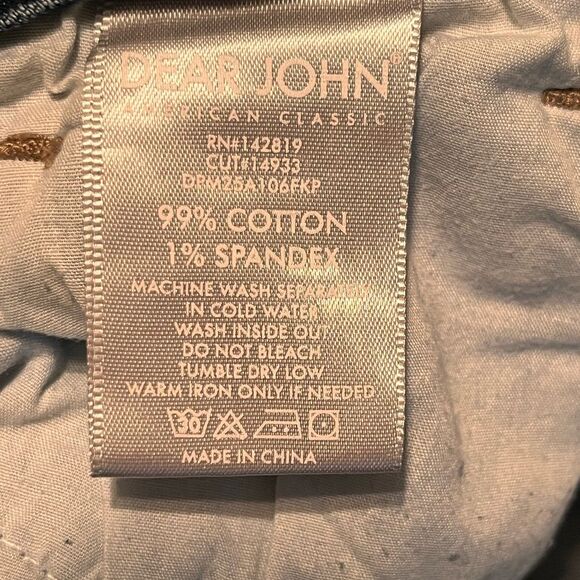 Dear John Blue Denim Cropped Straight Leg Distressed Jeans with Stripes Size 29 - Picture 6 of 11